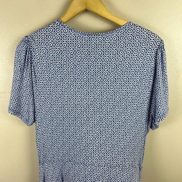 Boden Crew Neck Jersey Dress Size 12 Bluebell Geo Blooms Work Teacher Blue - Picture 6 of 8